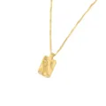 Collar de gargantilla con colgante de circonita blanca acero inoxidable oro 18K - Estilo Rectangular Grabado
