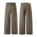 Pantalón casual minimalista americano, jeans rectos holgados para el estilo diario. - S / Bottoms / Gris Militar