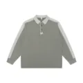 Heren contrastkleur lange mouw polo overhemd casual stijlvolle grijze truistop dagelijks - M / Tops / Lichtgrijs