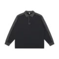Heren commuter casual lange mouw polo sweatshirt met stijlvol contrast patchwork design - M / Tops / donkergrijs