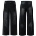 Men's Black Vintage Washed Distressed Baggy Straight Leg Denim Jeans Streetwear - S / Bottoms / Black