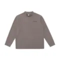 Men's mock neck long sleeve t-shirt casual loose fit autumn winter brown tee top basic shirt - M / Tops / Coffee