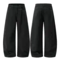 Unisex zwarte denim broek met wijde pijpen, stijlvolle gebogen casual broek voor dagelijks. - XS / donkergrijs