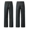 Dark wash vintage denim jeans, casual wide leg trousers with classic pockets and contrast stitching. - 28 / Bottoms / Original Color