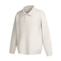 Classic beige knit polo sweater for men and women, casual loose long sleeve top variant. - 3XL / Tops / Apricot