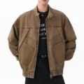 Veste Homme Rétro en Coton Patchwork Cargo Casual Vintage Streetwear Marron - 3XL / Hauts / Jaune Terre