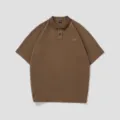 Polo marrone a maniche corte da uomo, t-shirt vintage casual con ricamo sul petto. - 3XL / Top / Marrone scuro