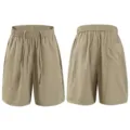 Men's ice silk casual shorts loose straight-leg quick-dry solid color beach shorts - 28 / Bottoms / Khaki