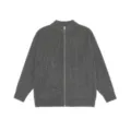 Men's grey zip-up knit cardigan sweater, casual loose ribbed streetwear outerwear for autumn winter. - 3XL / Tops / Dark Gray