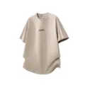 Maglietta a maniche corte beige casual, top estivo girocollo ampio per il tempo libero. - Taglia M / Top / Albicocca grigio