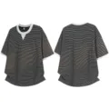 Variant de t-shirt à manches courtes rayé noir et blanc, haut ample décontracté col Henley homme - S / Hauts / Noir et Blanc