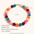 Collana di perle in resina colorata con catena in acciaio inossidabile placcato oro 18K. - N3973 Stile Oro 1