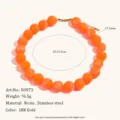 Collana statement chic retrò con perline in resina arancione e catena in acciaio inossidabile. - N3973 Stile Oro 4