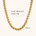 Collana con catena a spiga grossa in acciaio al titanio dorato, gioiello minimalista. - Stile Catena a Torsione Spessa (N2927) / Larghezza 6mm / Oro