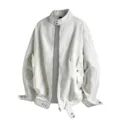 Veste bomber oversize vintage blanche pour hommes et femmes, manteau streetwear retro. - 3XL / Hauts / Blanc