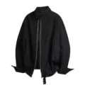 Veste aviateur col montant bomber retro noire streetwear unisexe casual vetement. - 3XL / Hauts / Noir