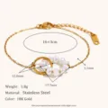 Stainless steel 18k gold plated pearl charm chain bracelet for women elegant resort style jewelry - Bracelet / Pearl Ring Style (B0640_Gold)