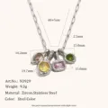 Collana in acciaio inossidabile geometrica martellata in zircone con ciondoli colorati donna - Argento Strass Colorati (N3930_SC)