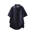 Heren korte mouw polo shirt contrast ruit kraag halve rits casual zomer topje - M / Tops / Marineblauw