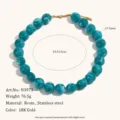 Collana di perle in resina turchese retrò con catena in acciaio inossidabile dorato 18k. - N3973 Stile Oro 2