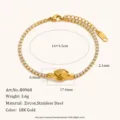 Dettagli del bracciale tennis in acciaio inossidabile placcato oro 18K con zirconi. - Oro