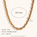 Collana con catena spessa in acciaio inossidabile dorato da donna, 40+5cm regolabile, 7,2mm. - Stile O-Chain Spessa (N3089) / Larghezza 7.2mm / Oro