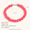 Collana di perle in resina spessa alla moda con catena in acciaio inossidabile dorato 18k. - N3973 Stile Oro 5