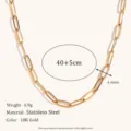Collana con catena graffetta in acciaio inossidabile oro 18K, 40+5cm Gioiello chic - 4.4mm di Larghezza