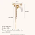Broche pampille cœur perle plaqué or 18K en acier titane, accessoire de bijoux élégant et chic. - Style Gland Croix Coeur (BR15021) / Or