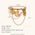 Broche élégante en acier inoxydable plaqué or 18K avec perles et pendentifs chic - Pendentif Croix Tulipe (BR15027) / Or