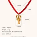Collana con ciondolo aragosta di perle rosse in acciaio inossidabile placcato oro 18k - Stile Aragosta (N3929) / Oro 18K Rosso