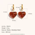 Vintage 18K vergoldete Edelstahl Harz Herz Creolen Ohrringe fuer Damen Modeschmuck - Ohrringe (E8454) / Gold