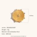 Stainless Steel 18K Gold Plated Zircon Star Flower Suit Button Jewelry Accessory - Petal Star Zirconia Style (DS2605CF1007) / Gold