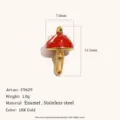 Red enamel mushroom pendant charm in 18k gold plated stainless steel, cute jewelry accessory - Mushroom Style (C9629) / Gold