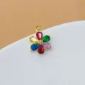 Bunter Zirkonia Blumen Anhänger Charm für DIY handgemachter Schmuck, feines Kupfer Design. - Farbmischung