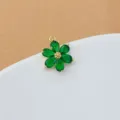 Vergoldeter Kupfer grüner Zirkon Blumen Anhänger für DIY handgemachte Schmuck Ohrringe. - Grün