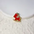 Charming gold brass rocking horse pendant with red enamel and sparkling zirconia stones. - Red Rocking Horse Shape