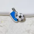 Soccer sneaker pendant detail shot, sports style enamel charm accessory for necklace bracelet. - Blue High-Top Sneaker and Soccer Style