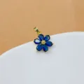 Blau Zirkonia Blumen Anhänger Kupfer Schmuck DIY Handgemacht Zubehör für Halskette Armband - Blau
