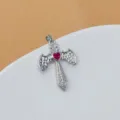 Kupfer Mikropave Zirkon Flügel Kreuz Herz Anhänger Detail, glänzendes Kristallschmuck Zubehör. - Roter Herz Zirkonia Dolch Flügel Anhänger (Stil 5)