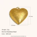 Stainless steel 18K gold plated heart locket pendant, engraved floral design, elegant jewelry. - Heart Locket Pendant - Gold