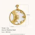 Stainless steel 18K gold plated sun and star mother of pearl pendant jewelry accessory - Shell Star Pendant - Gold