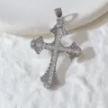 Silberfarbener Zirkon Kreuz Anhänger Halskette Zubehör, eleganter gotischer Schmuck Artikel. - Retro Gotik Strass Kreuz Stil (4) / Gold