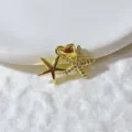 Goldener doppelter Seestern Anhänger mit Zirkonia Steinen für DIY Schmuck Zubehör Design - Gold Strass Einzelner Seestern Stil (6)