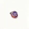 Detailed shot of a rose gold spinning windmill charm with sparkling purple zirconia stones. - Purple Windmill Style (X0061) / Purple