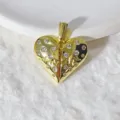 Gold plated micro paved zircon heart pendant DIY necklace accessory openable design. - Gold Openable Pulse Heart (F2034-3.5)