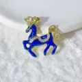 Ciondolo cavallo strass smalto blu gioiello rame fai da te accessorio charm animale - Stile Cavallo Blu Oro (M1022)
