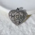 Silver tone heart shape pendant with cubic zirconia and MOM word for DIY necklace. - Silver MOM Tree of Life (5)