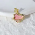 Gold plated heart pendant with cubic zirconia and star detail for DIY necklace or bracelet making. - Star Clasp Pink Glaze Heart (F2034-3.5)