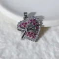Copper gold plated micro pave cubic zirconia heart bow pendant DIY jewelry accessory - Bowknot Heart Style (6)